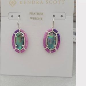 Kendra Scott Threaded Lee Drop Earrings Silver Lilac Abalone